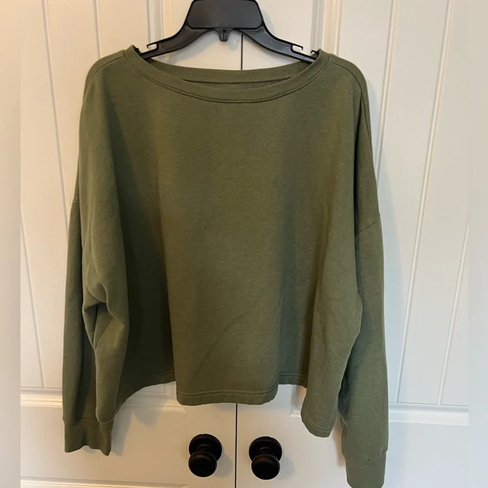 Ladies Cropped Sweatshirt. Green XXL - Picture 1 of 8